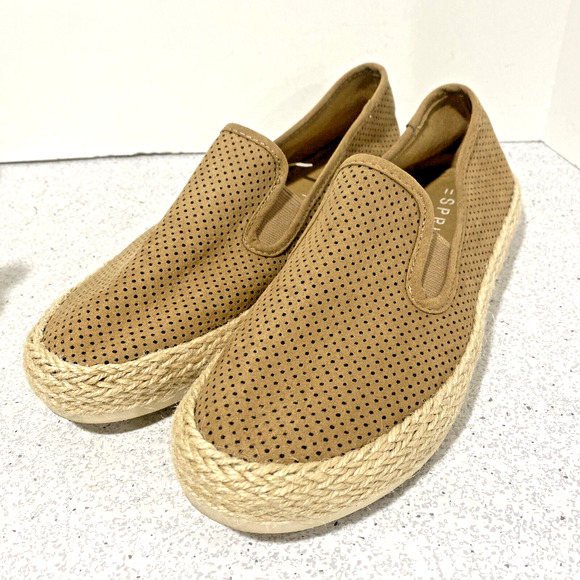 Esprit Nadine Espadrille Flats US 7.5M Tan Faux Suede Textile Uppers Casual Shoe - Picture 5 of 11